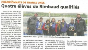 L'équipe de la section sportive scolaire d'Arthur Rimbaud sélectionnée au championnat de France UNSS