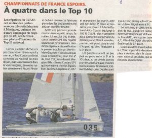 4 équipages du CVSAE dans le top 10 des championnats de France espoir
